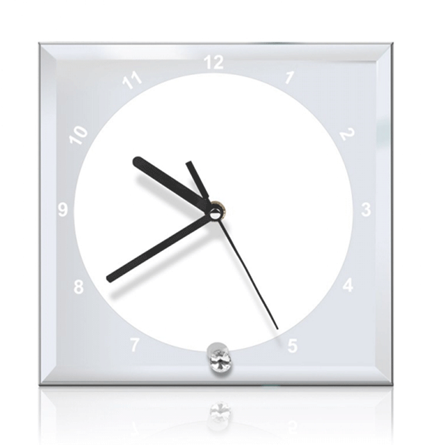 BL14 - Blank 8” Bevel Edge Glass Clock and Frame Combination
