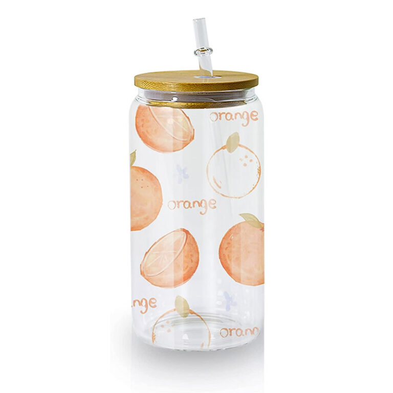 Sublimation Clear Can Glass Mug with Bamboo Lid