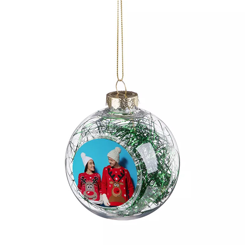Sublimation Christmas Ball with Coloured String Green