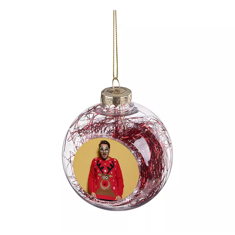Sublimation Christmas Ball with Coloured String Red