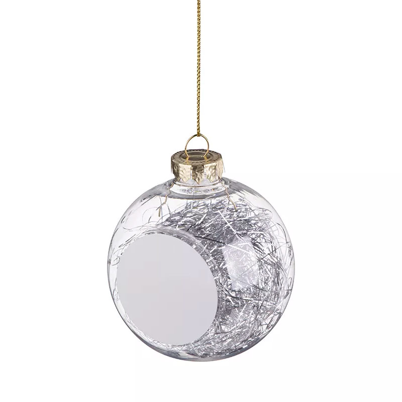 Sublimation Christmas Ball with Coloured String Silver Blank