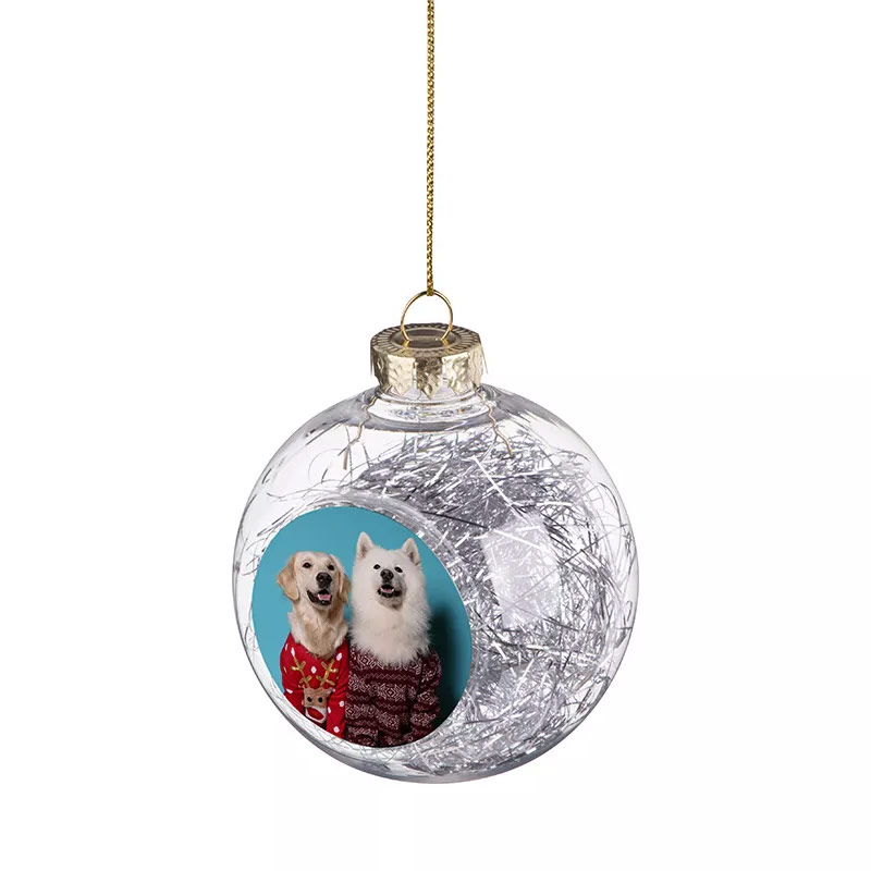 Sublimation Christmas Ball with Coloured String Silver