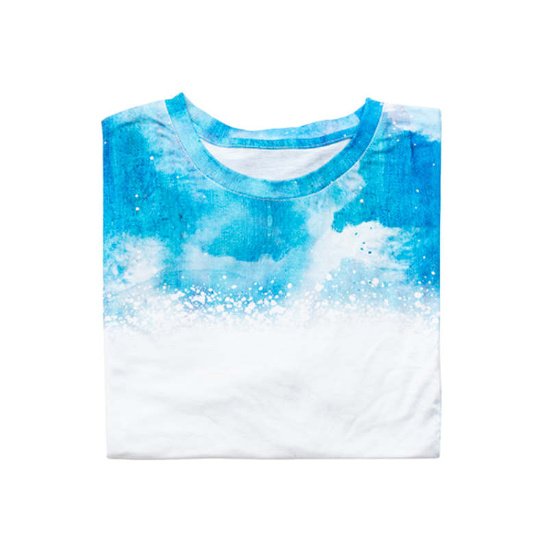 Sublimation Blue Bleached Mist Cotton Feeling T-Shirt